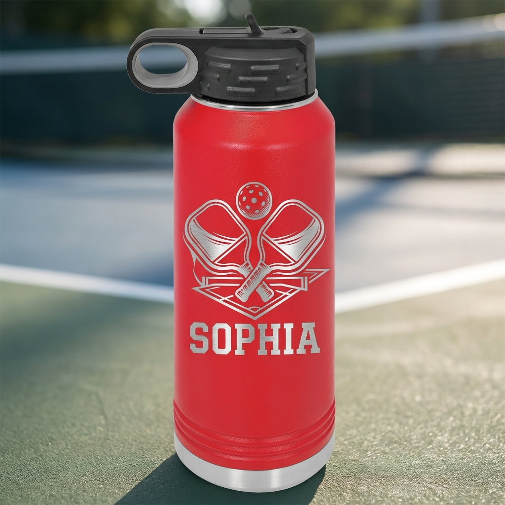 Personalized Pickleball Gift Water Bottle - For Players - Durable - Custom Name - View 3