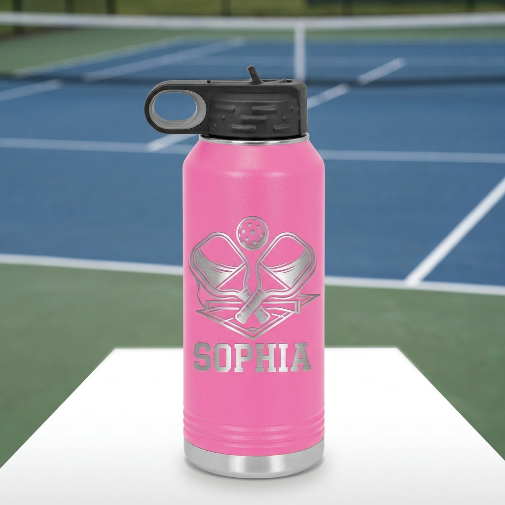 Personalized Pickleball Gift Water Bottle - For Players - Durable - Custom Name - View 5