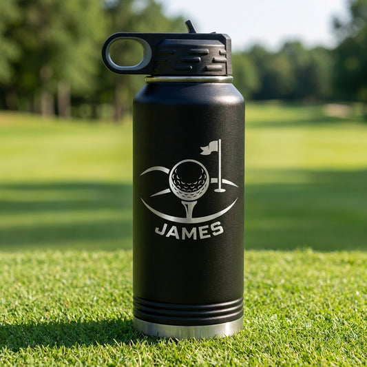 Personalized Golf Water Bottle, Golfer Gift, Custom Laser Engraved Sports Bottle, Durable Stainless Steel, Golf Enthusiast Present - View 1
