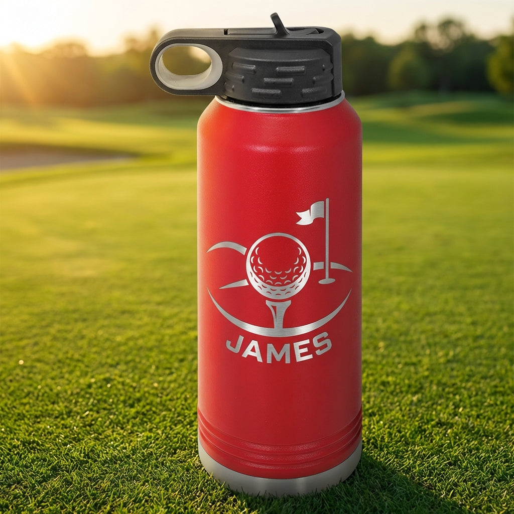 Personalized Golf Water Bottle, Golfer Gift, Custom Laser Engraved Sports Bottle, Durable Stainless Steel, Golf Enthusiast Present - View 2