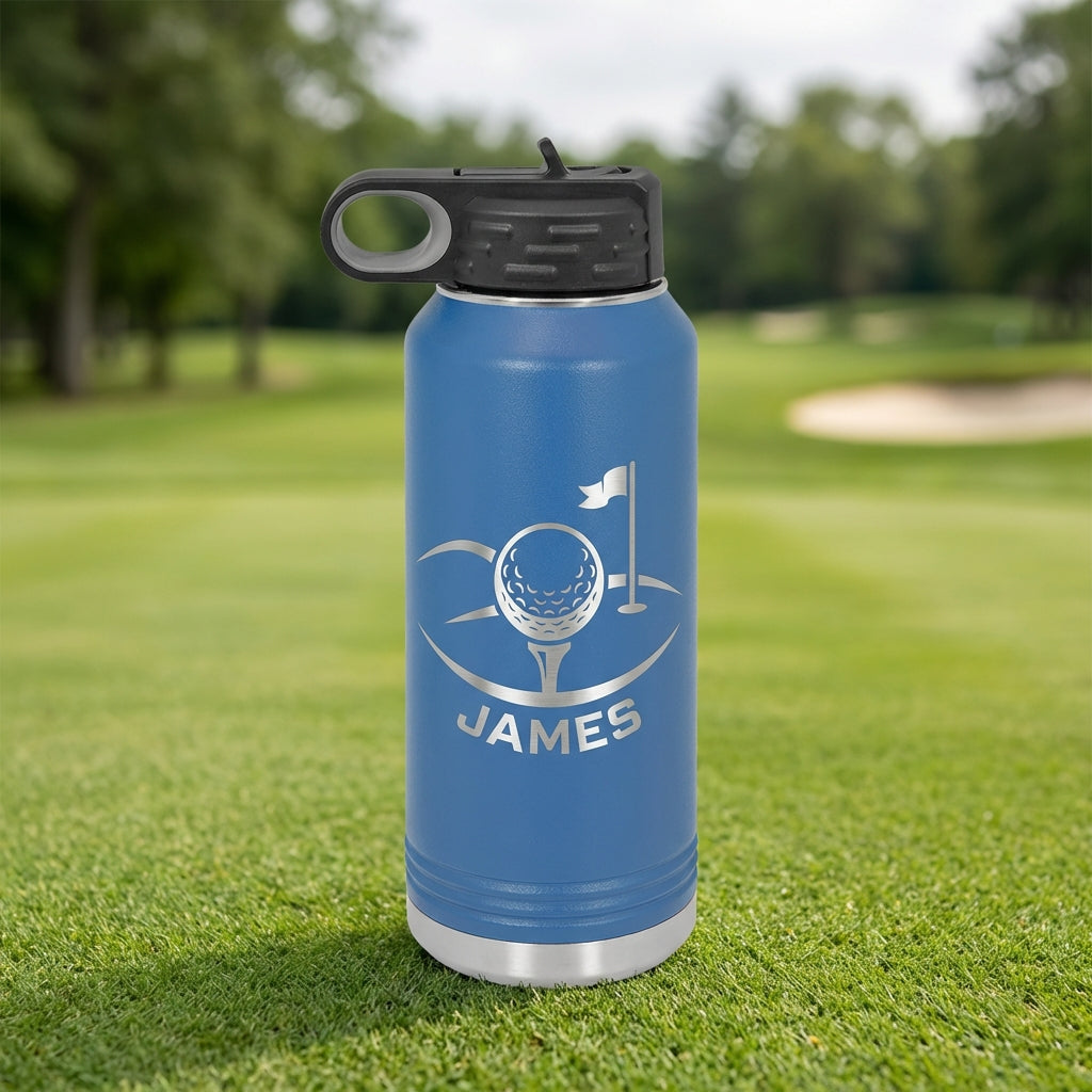 Personalized Golf Water Bottle, Golfer Gift, Custom Laser Engraved Sports Bottle, Durable Stainless Steel, Golf Enthusiast Present - View 3