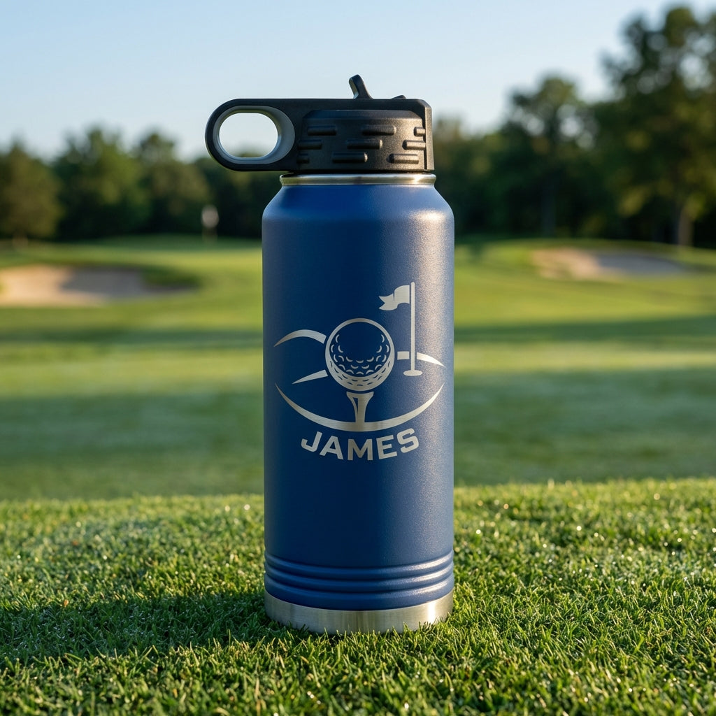 Personalized Golf Water Bottle, Golfer Gift, Custom Laser Engraved Sports Bottle, Durable Stainless Steel, Golf Enthusiast Present - View 4