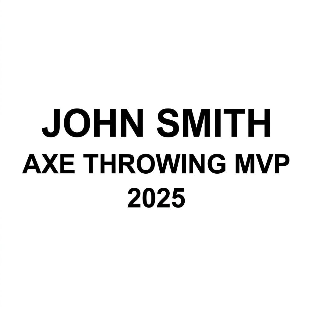 Laser engraving text-placement preview on the resin name plate of a personalized Axe Throwing award — featuring Axe throwing league champion award, a popular choice for Recreational axe throwers for Corporate axe throwing events