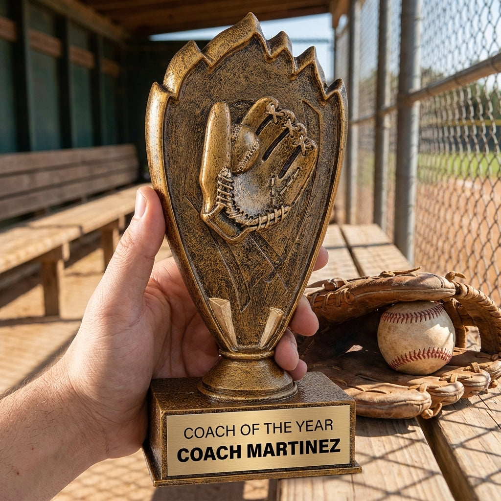 Personalized Baseball Trophy 7" - Custom Engraved BZ for Team, Coach & MVP - View 5