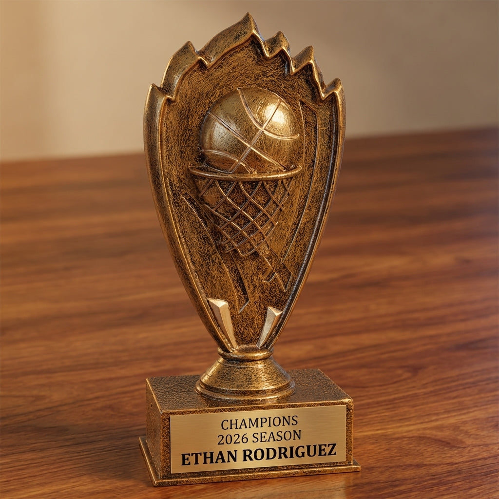 Personalized Basketball Trophy 7" - Custom Engraved BZ for Team, Coach & MVP - View 2