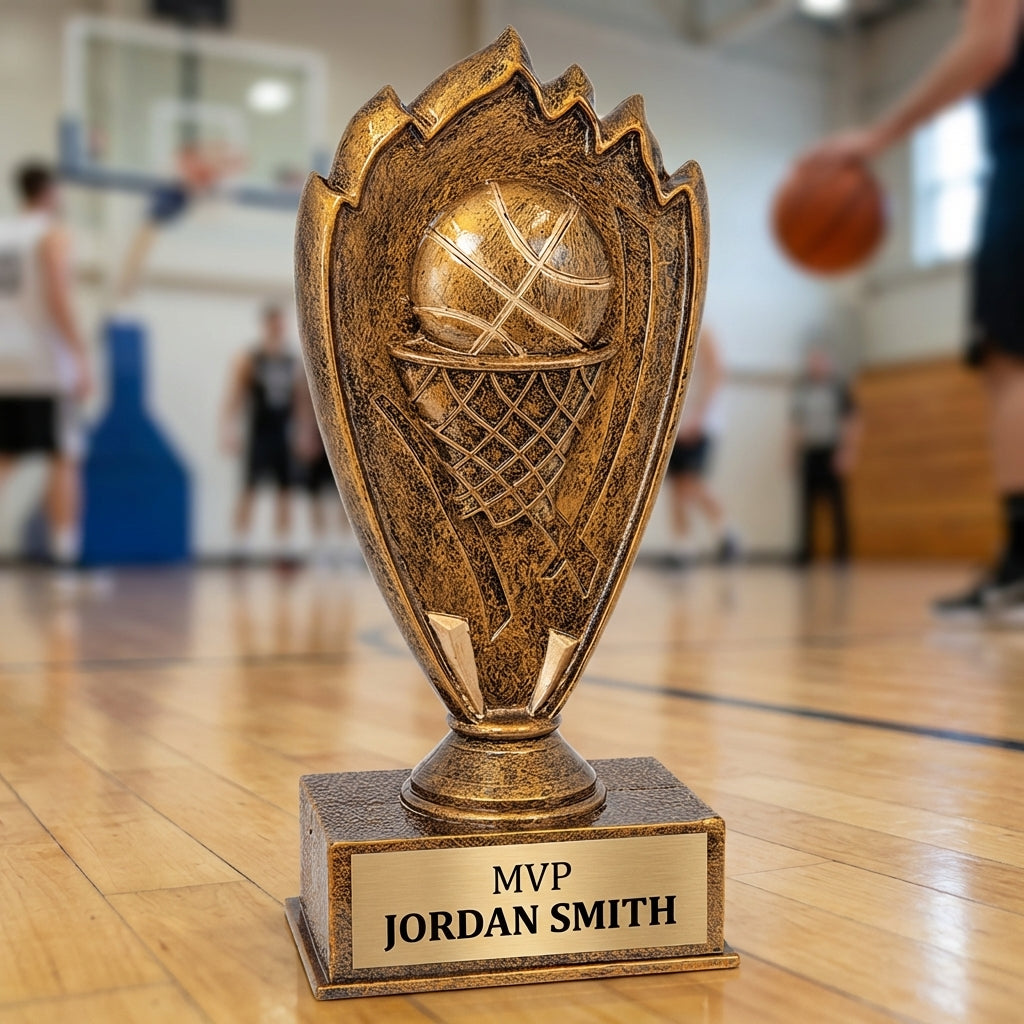 Personalized Basketball Trophy 7" - Custom Engraved BZ for Team, Coach & MVP - View 3