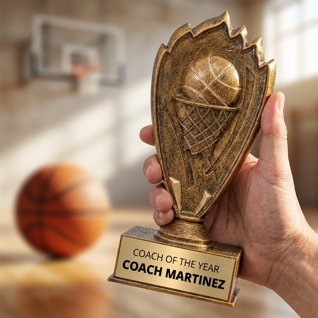 Personalized Basketball Trophy 7" - Custom Engraved BZ for Team, Coach & MVP - View 5