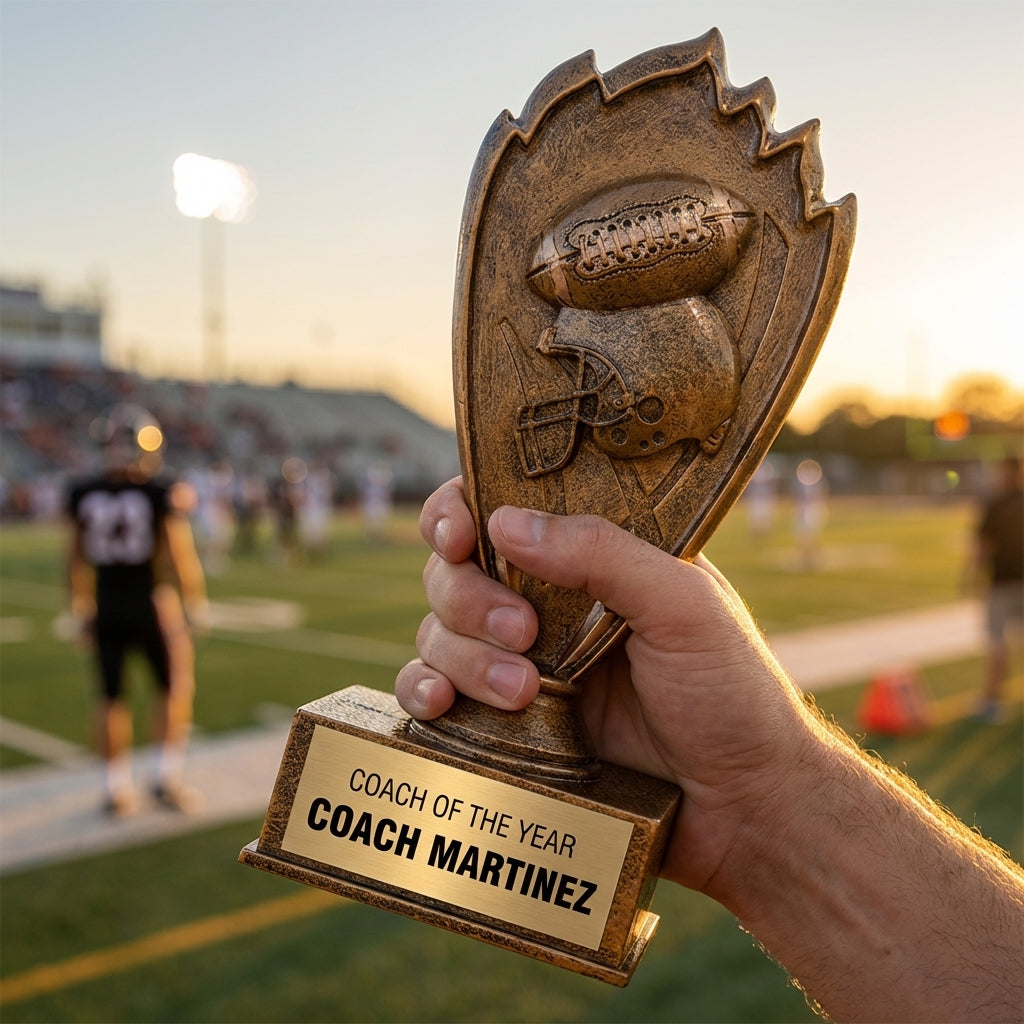Personalized Football Trophy 7" - Custom Engraved BZ for Team, Coach & MVP - View 5