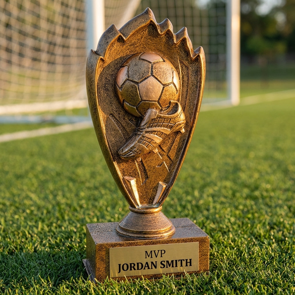 Personalized Soccer Trophy 7" - Custom Engraved BZ for Team, Coach & MVP - View 3