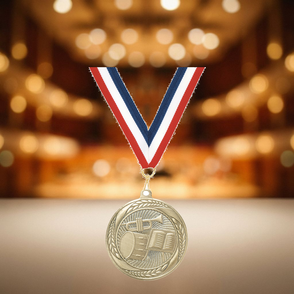 Personalized Band Medals with Neck Ribbon - Gold - Custom Engraved