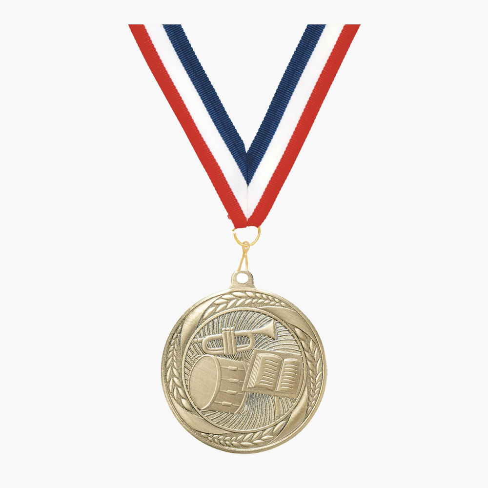 Personalized Band Medals with Neck Ribbon - Gold - Custom Engraved