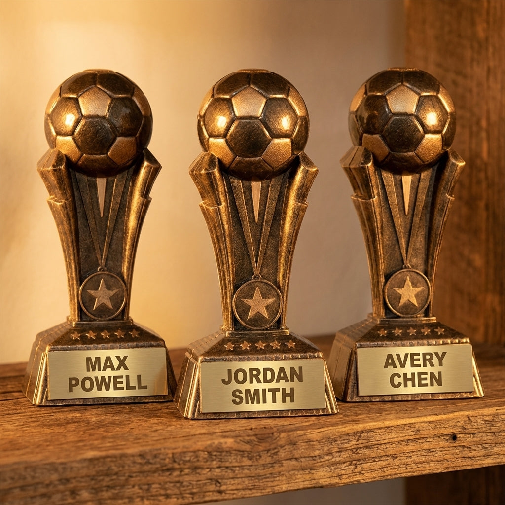 Personalized Soccer Trophy 7.5"/8.5" - Custom Engraved CHAMPION AWARD for Team, Coach & MVP Awards - View 4
