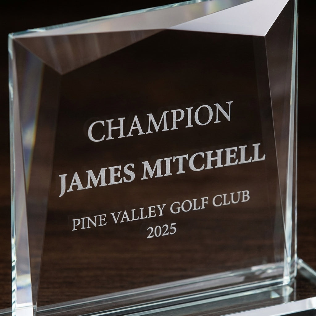 Personalized Recognition Awards award styled for gifting, custom laser engraved in optical crystal — featuring blank crystal award for engraving, a popular choice for Non-profit Organizations for Retirement Parties