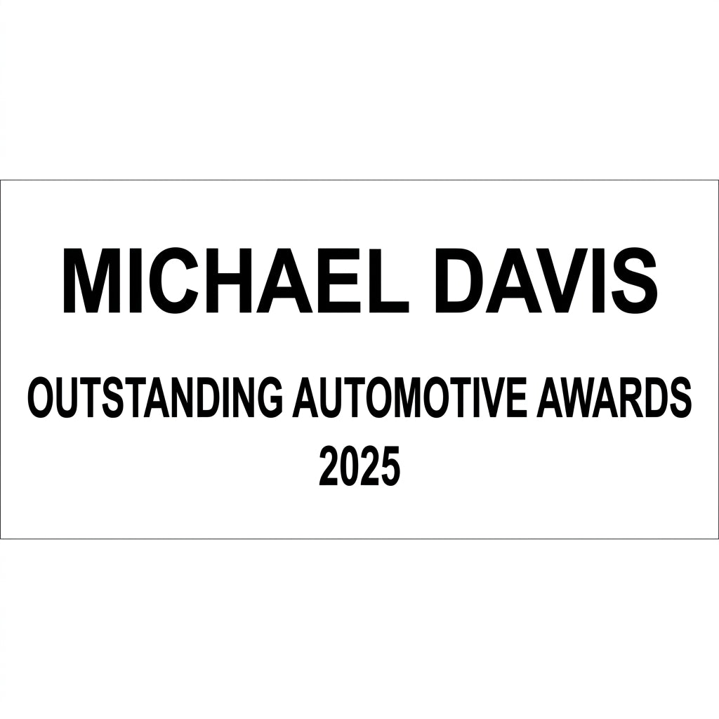 Laser engraving text-placement preview on the carbon fiber name plate of a personalized Automotive Awards award — featuring Custom tech achievement plaques, a popular choice for Engravers for Racing competitions