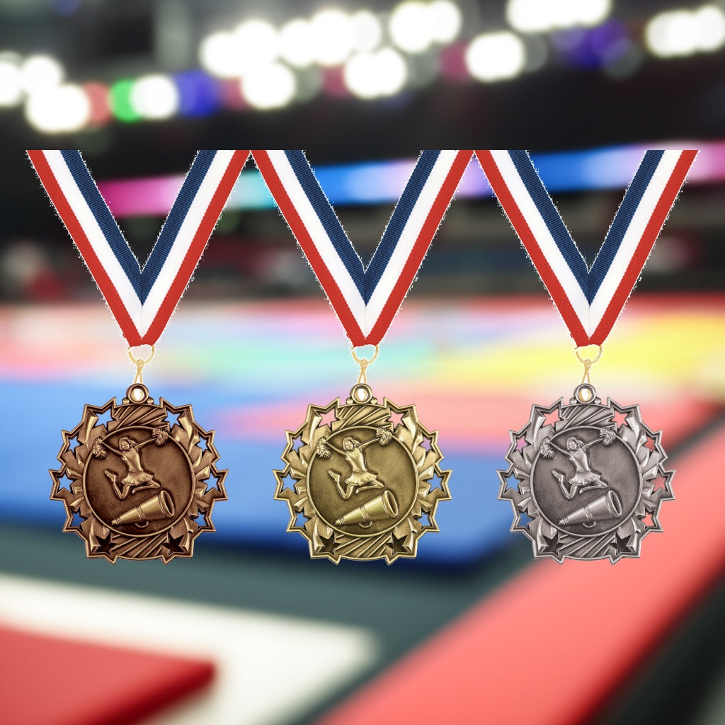 Personalized Cheerleading Team Medals, Cheerleader Medallions with Neck Ribbon, Cheerleader Awards for Players and Coaches...