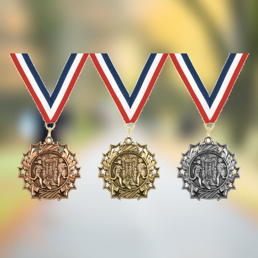 Personalized Cross Country Team Medals, Runner Medallions with Neck Ribbon, Runner Awards for Players and Coaches - Main p...