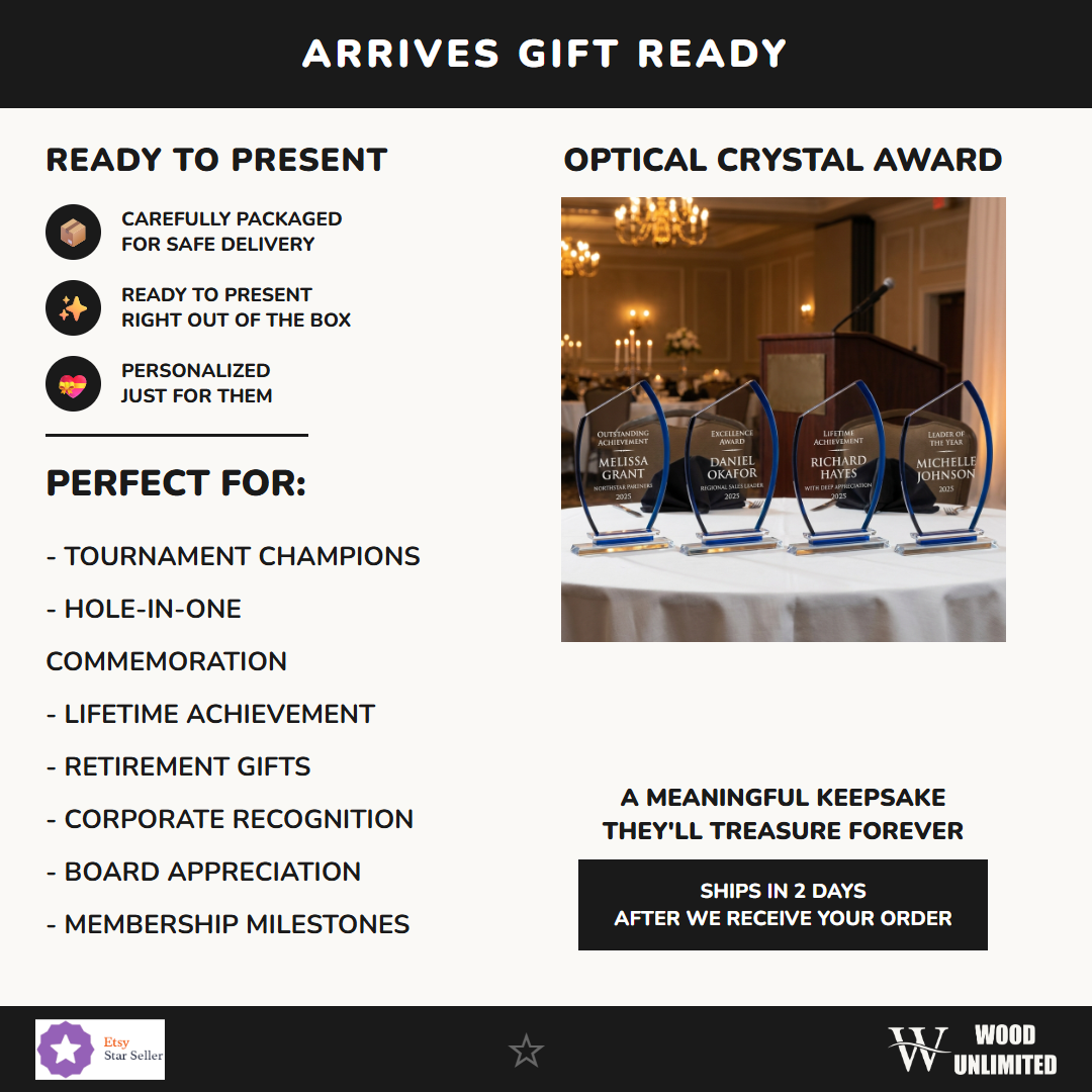 Premium Clear Blue Glass Award Gift Ready - perfect for awards ceremonies, recognition, and celebrations