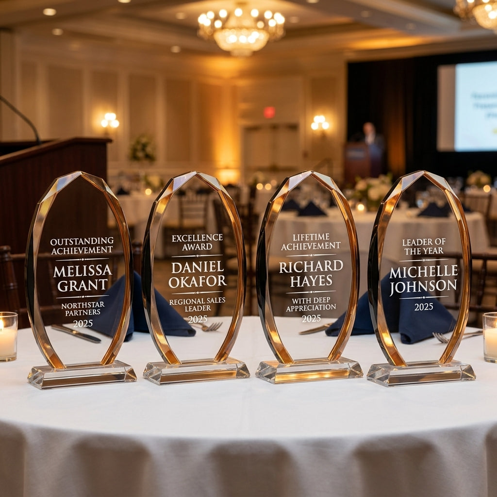 Personalized Premium Clear Black Glass Award - custom laser engraved - view 1