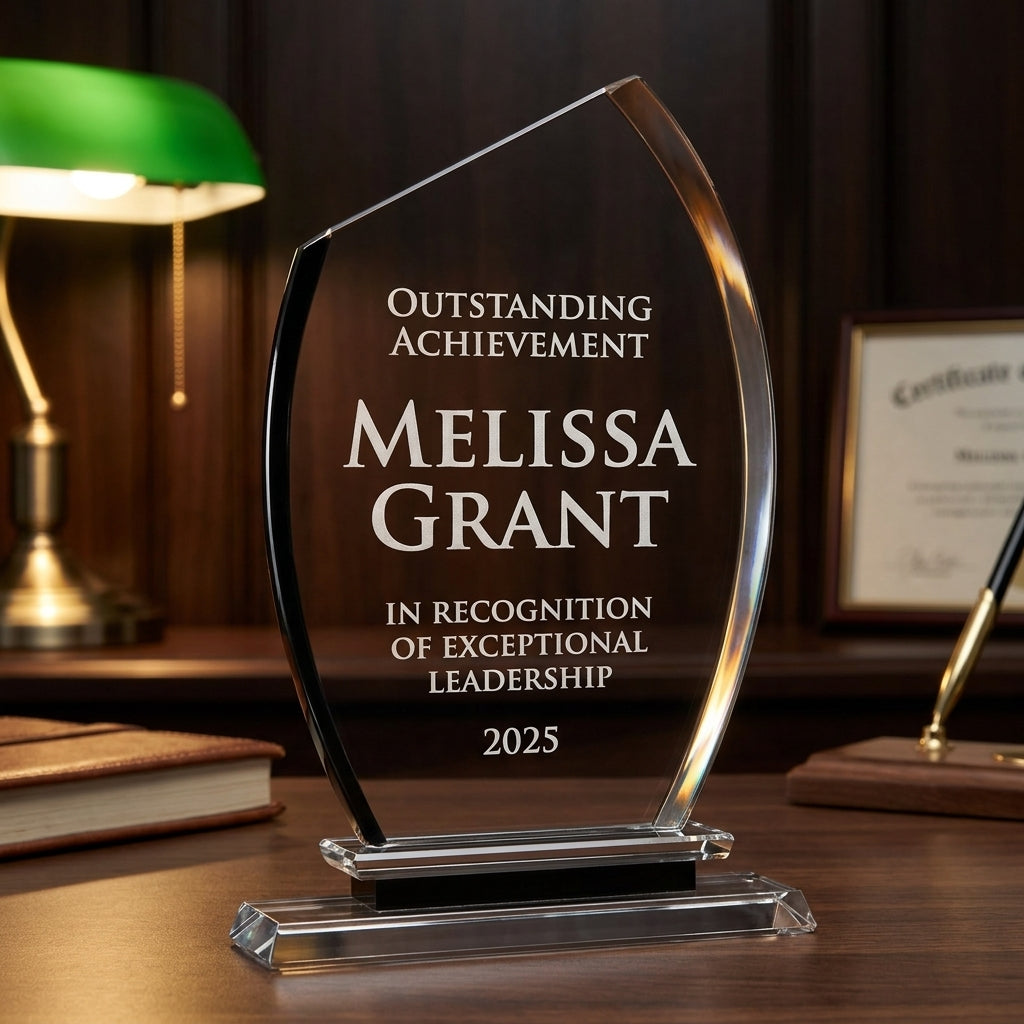 Personalized Premium Clear Black Glass Award - custom laser engraved - view 2