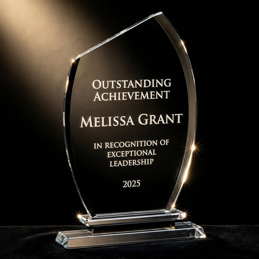 Personalized Premium Clear Black Glass Award - custom laser engraved - view 3