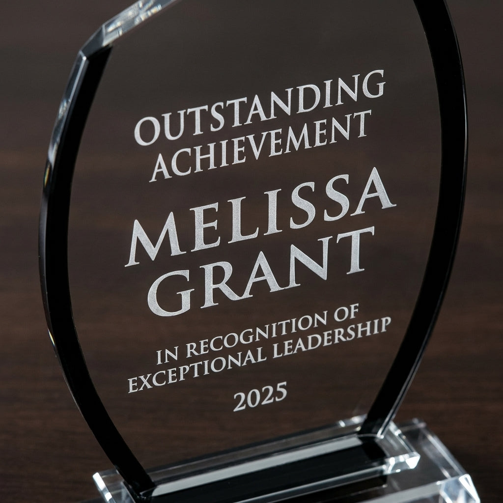 Personalized Premium Clear Black Glass Award - custom laser engraved - view 4