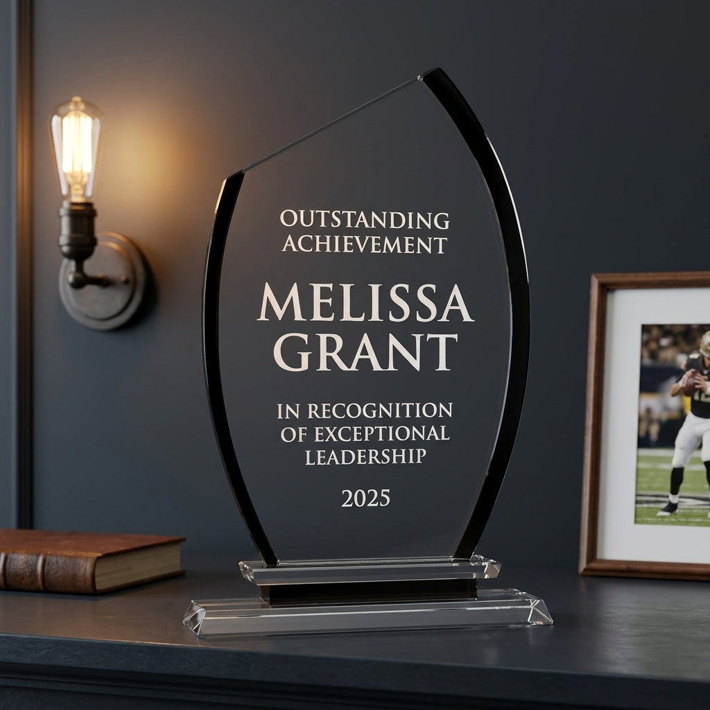 Personalized Premium Clear Black Glass Award - custom laser engraved - view 5