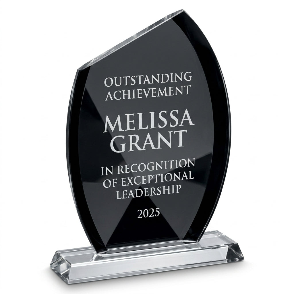 Personalized Premium Clear Black Glass Award - custom laser engraved - view 6