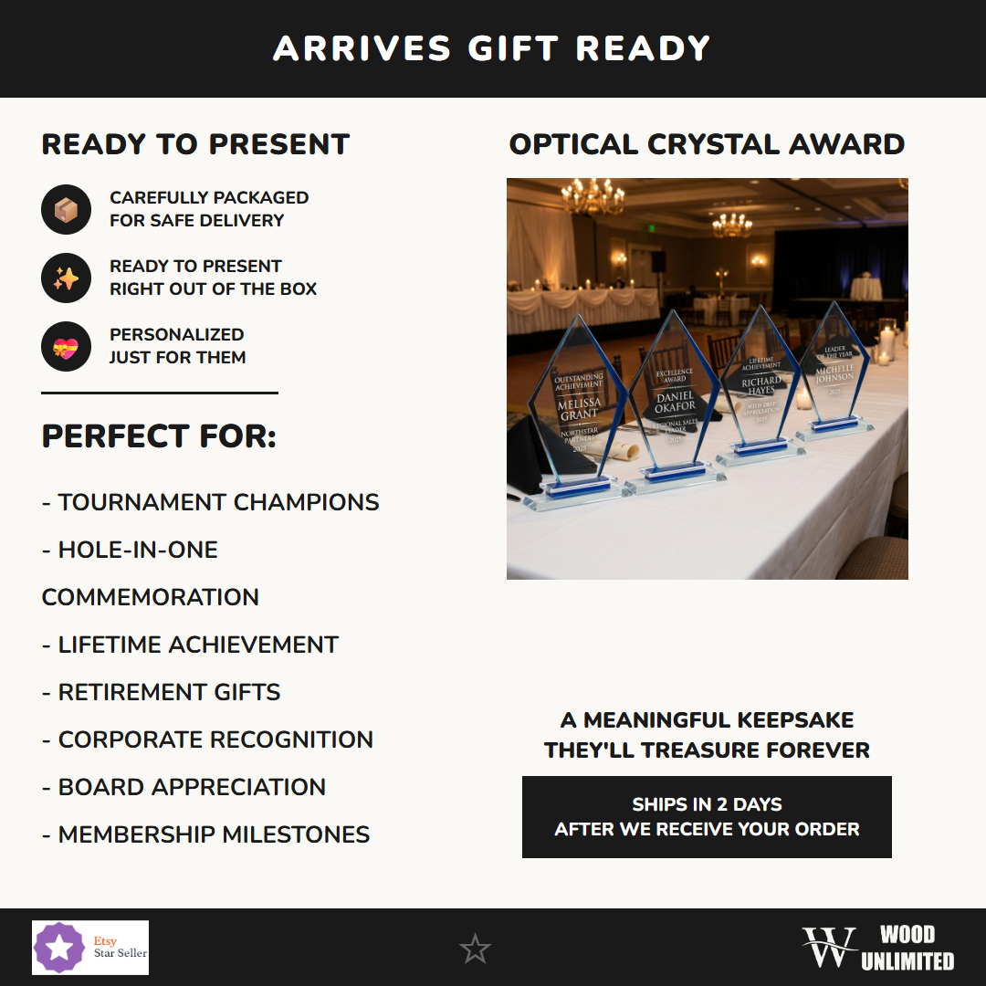 Premium Clear Blue Glass Award Gift Ready - perfect for awards ceremonies, recognition, and celebrations