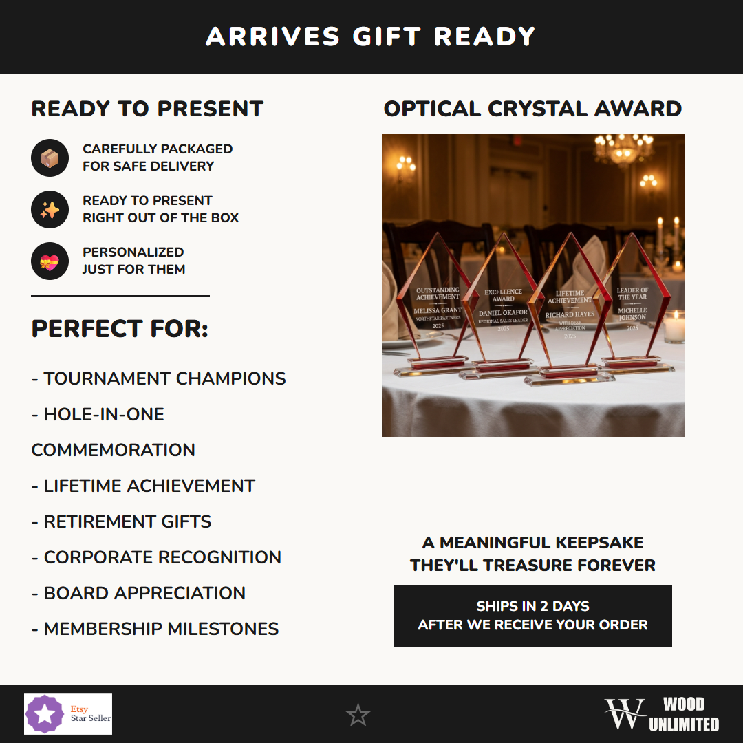 Premium Clear Red Glass Award Gift Ready - perfect for awards ceremonies, recognition, and celebrations