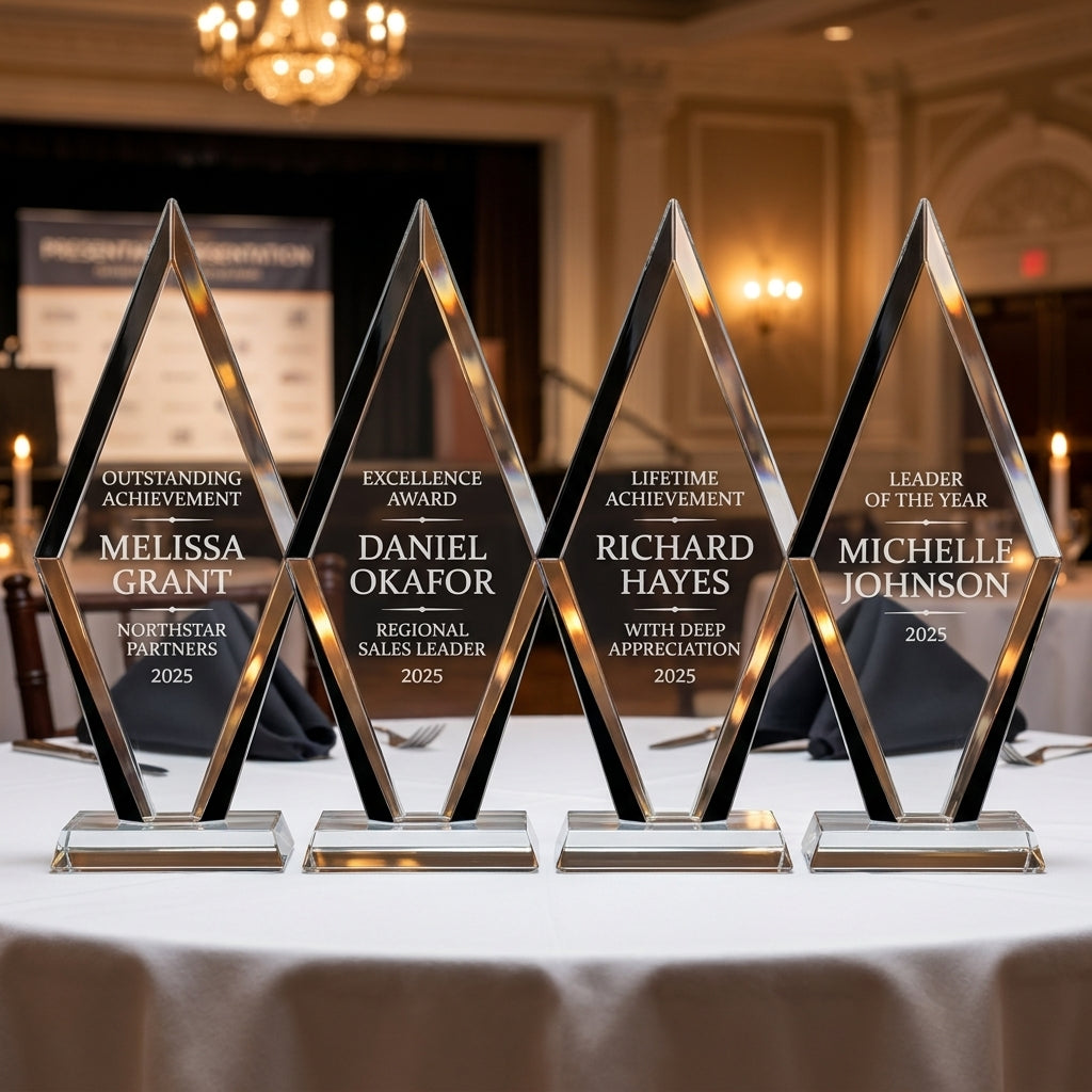 Personalized Premium Clear Black Glass Award - custom laser engraved - view 1