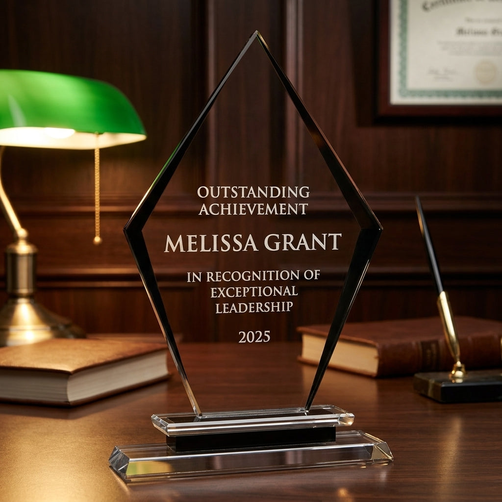 Personalized Premium Clear Black Glass Award - custom laser engraved - view 2