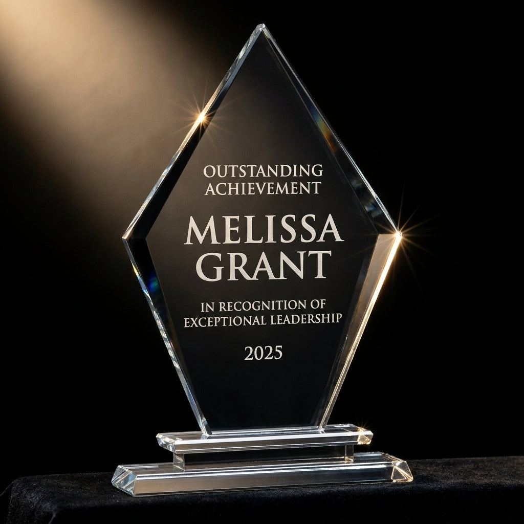 Personalized Premium Clear Black Glass Award - custom laser engraved - view 3