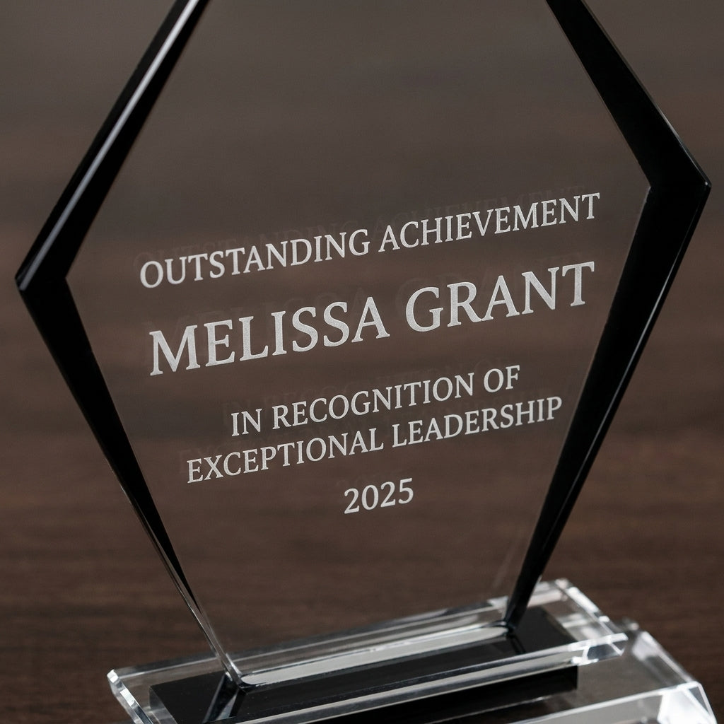 Personalized Premium Clear Black Glass Award - custom laser engraved - view 4