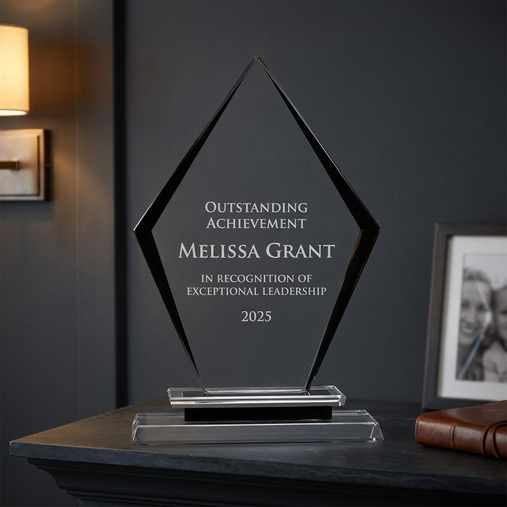 Personalized Premium Clear Black Glass Award - custom laser engraved - view 5