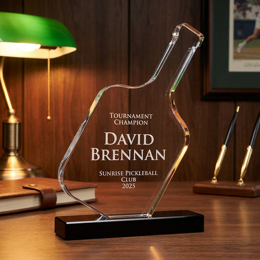 Personalized Crystal Sports Award | Engraved Optical Crystal | Tournament Champion | Retirement | Lifetime Achievement - View 2