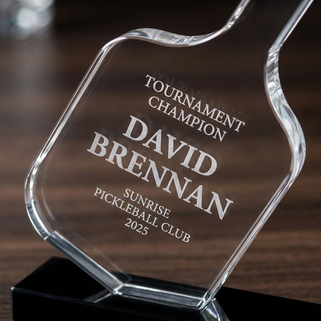 Personalized Crystal Sports Award | Engraved Optical Crystal | Tournament Champion | Retirement | Lifetime Achievement - View 4