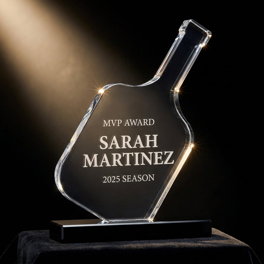 Personalized Crystal Sports Award | Engraved Optical Crystal Pickleball Paddle | Tournament Champion | Retirement Gift - View 3