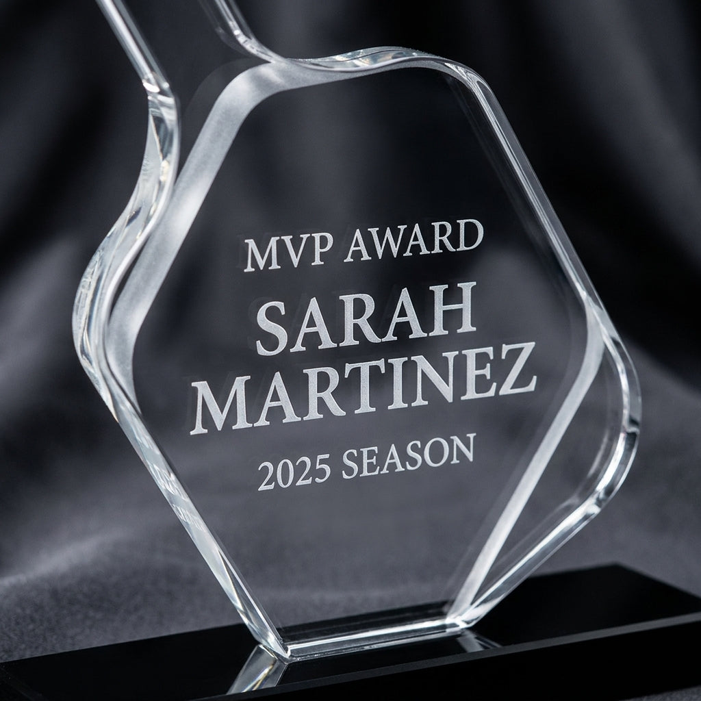 Personalized Crystal Sports Award | Engraved Optical Crystal Pickleball Paddle | Tournament Champion | Retirement Gift - View 4