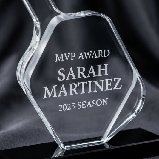 Personalized Crystal Sports Award | Engraved Optical Crystal Pickleball Paddle | Tournament Champion | Retirement Gift - View 4