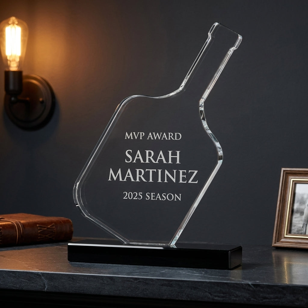 Personalized Crystal Sports Award | Engraved Optical Crystal Pickleball Paddle | Tournament Champion | Retirement Gift - View 5