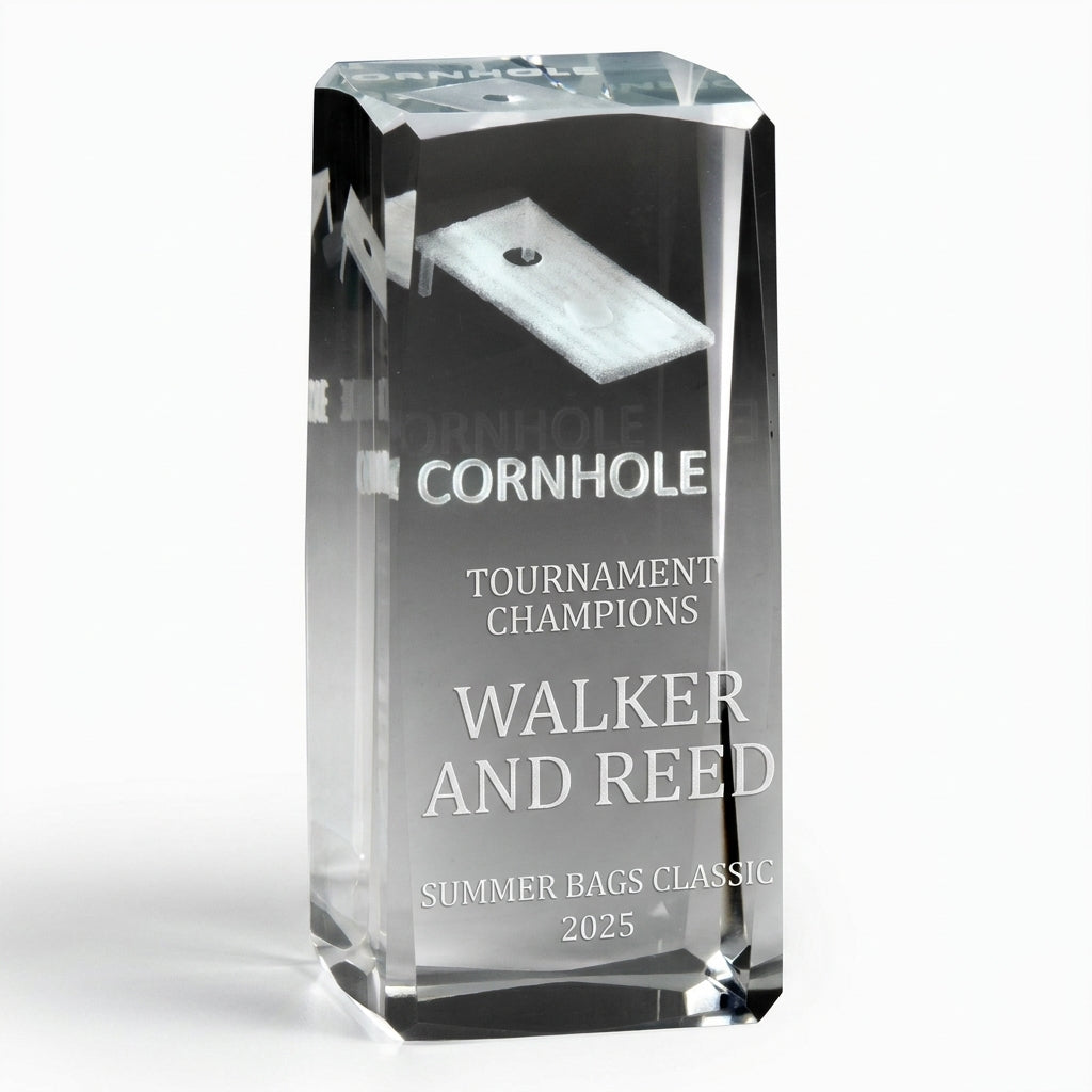 Personalized Cornhole Crystal Award - custom laser engraved - view 6