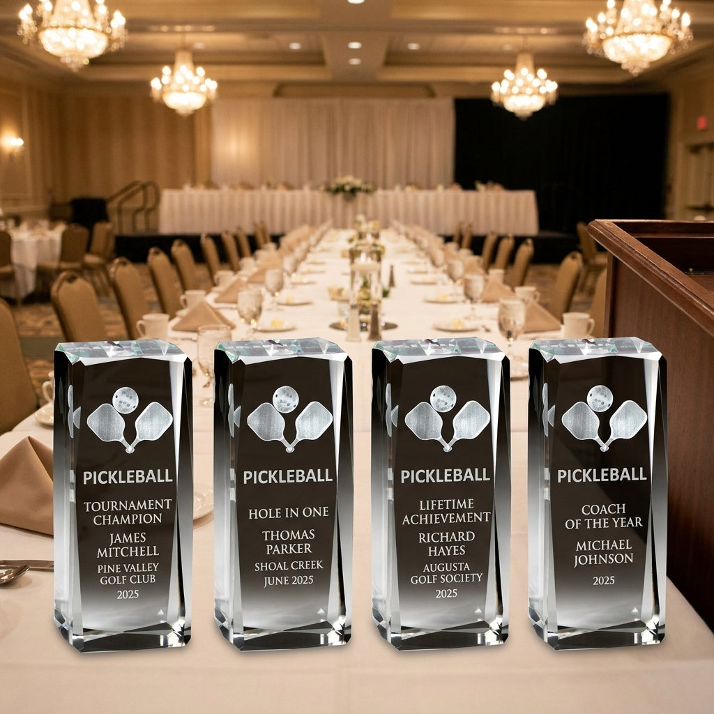 Personalized Crystal Sports Award | Engraved Optical Crystal | Tournament Champion | Retirement Gift | Achievement Recognition - View 1