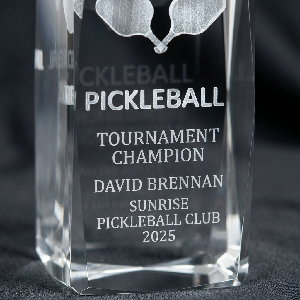 Personalized Crystal Sports Award | Engraved Optical Crystal | Tournament Champion | Retirement Gift | Achievement Recognition - View 4
