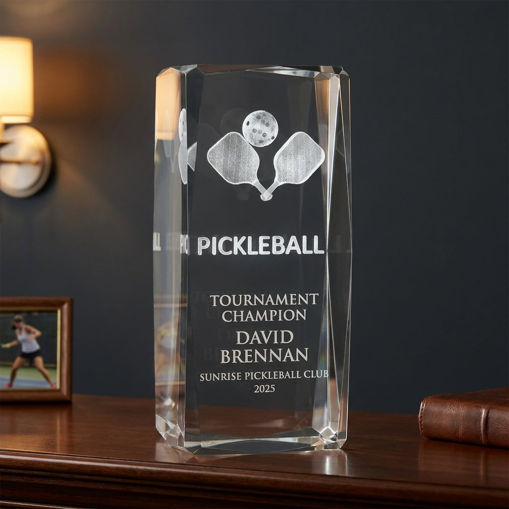 Personalized Crystal Sports Award | Engraved Optical Crystal | Tournament Champion | Retirement Gift | Achievement Recognition - View 5