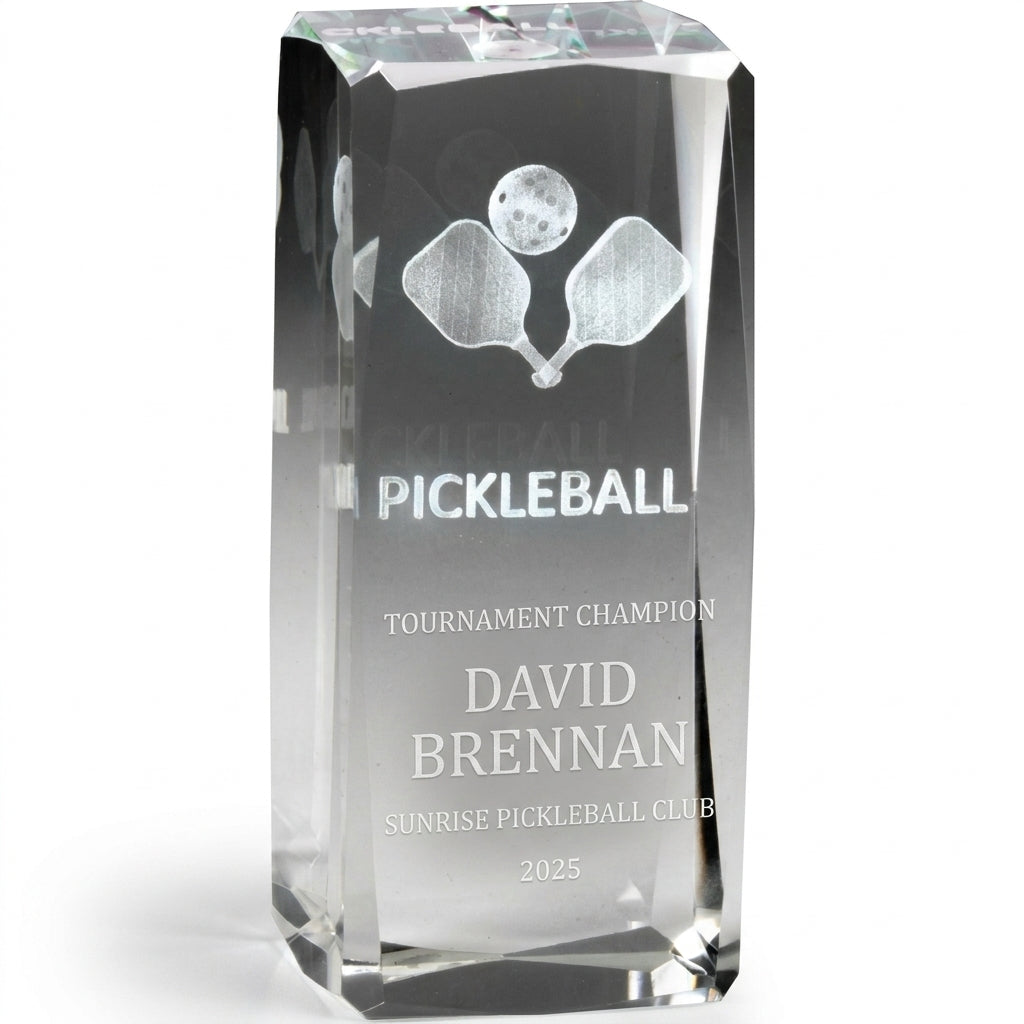 Personalized Crystal Sports Award | Engraved Optical Crystal | Tournament Champion | Retirement Gift | Achievement Recognition - View 6