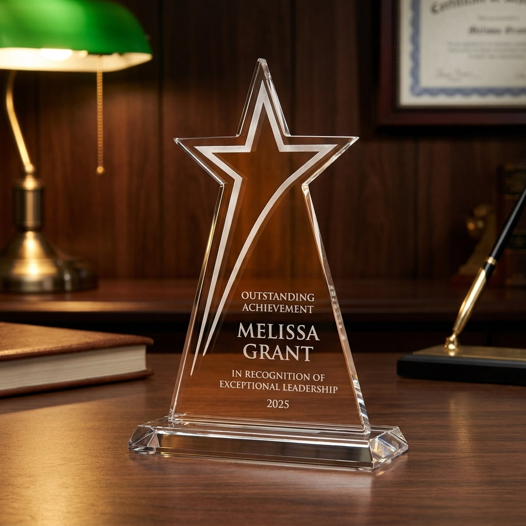 Personalized Sleek Star - custom laser engraved - view 2