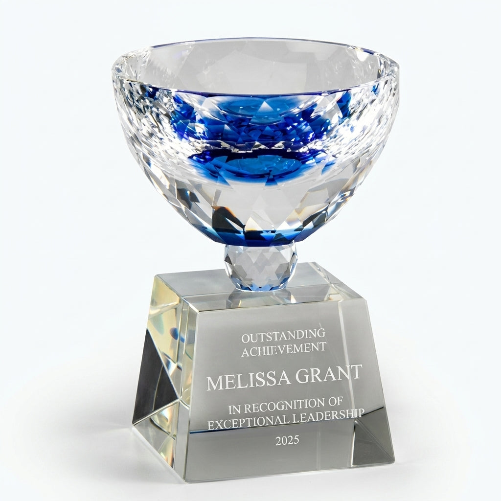Personalized Crystal Bowl Shaped Trophy - custom laser engraved - view 6