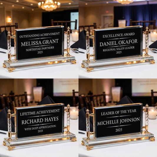 Personalized Crystal Rectangle Frame - custom laser engraved - view 1