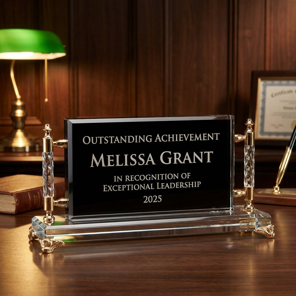 Personalized Crystal Rectangle Frame - custom laser engraved - view 2