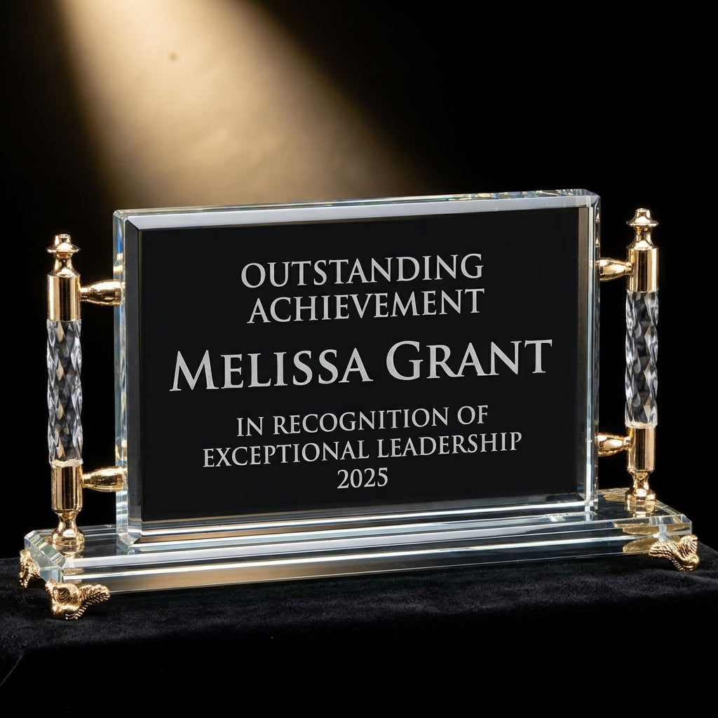 Personalized Crystal Rectangle Frame - custom laser engraved - view 3